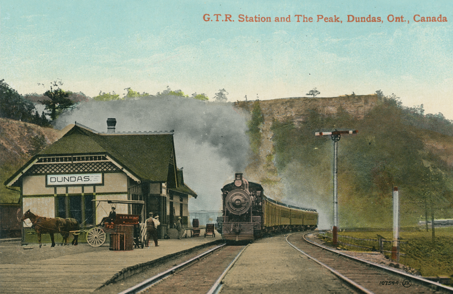 G.T.R. Station and The Peak Postcard