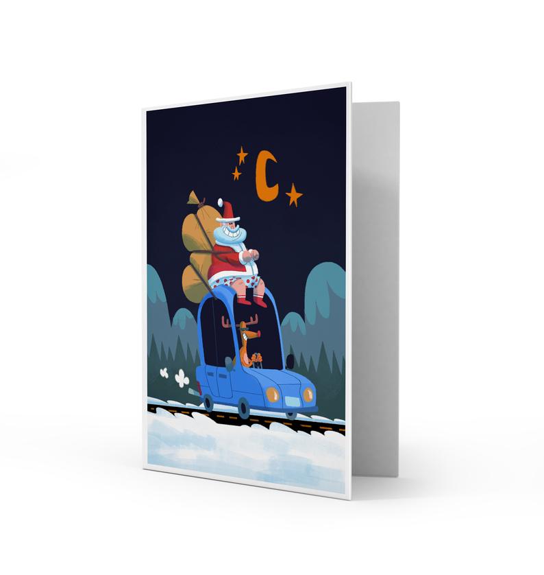 Santa Claus Improvising Greeting Card - Peanut Butter and Friends