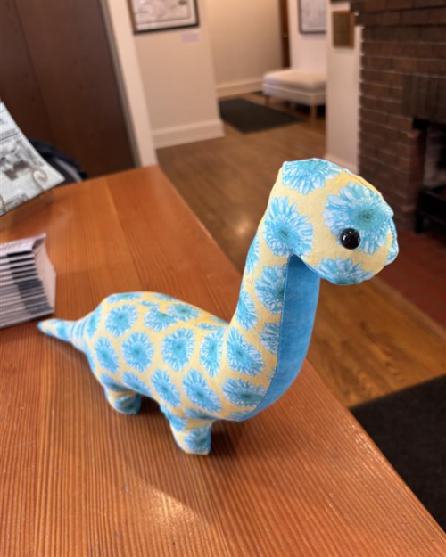 Teal & Yellow Brontosaurus Dinosaur w/Flowers (Auntie Sugar)